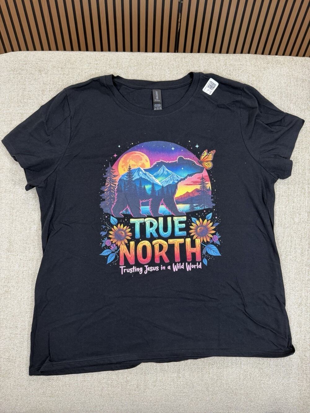 Gildan Women’s XL Black Cotton Knit Crew Neck Short Sleeve True North Tee